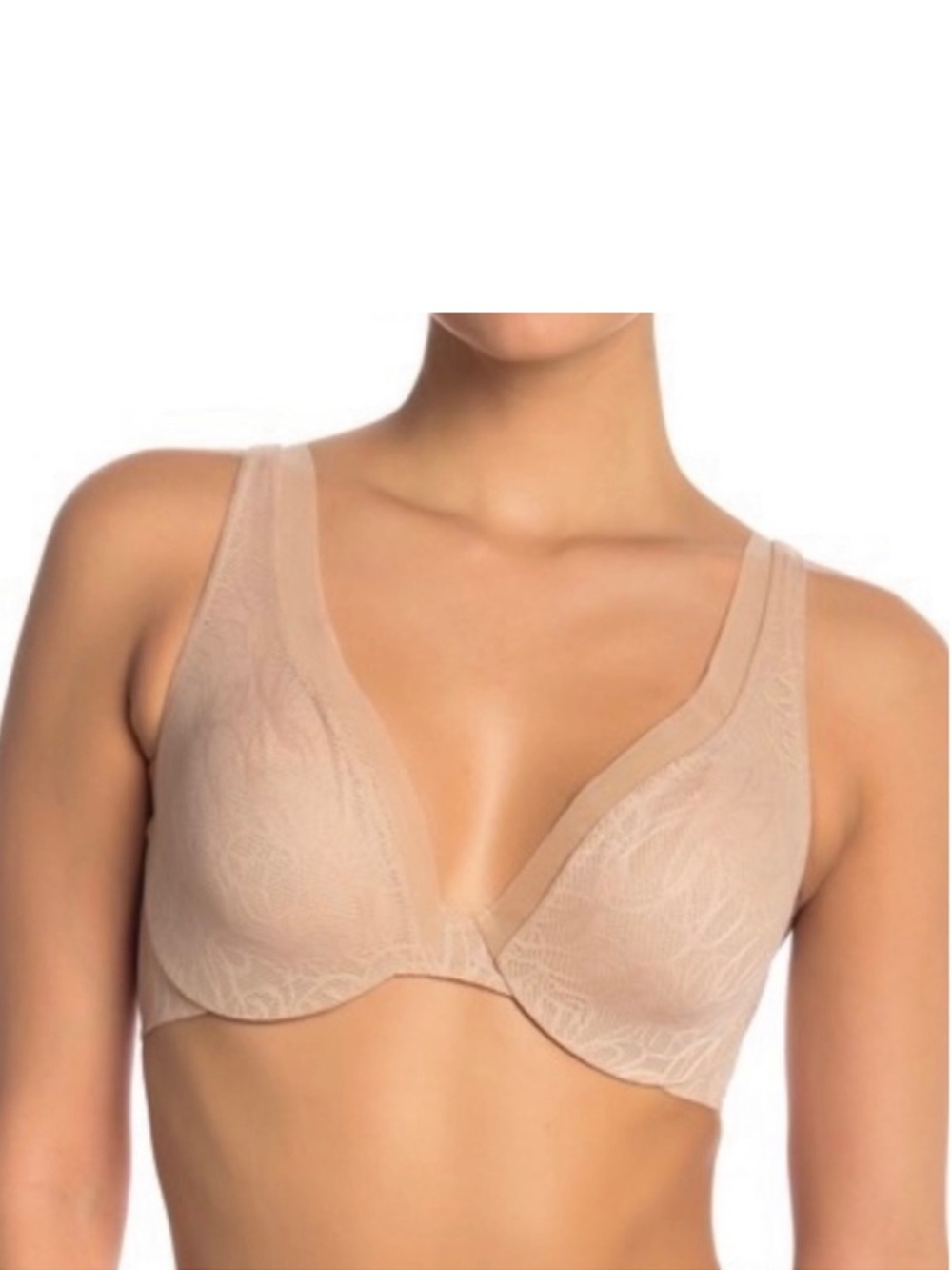 DKNY Convertible Underwire Bra 32A Beige Tan Nude Lace Plunge dkny New NWT